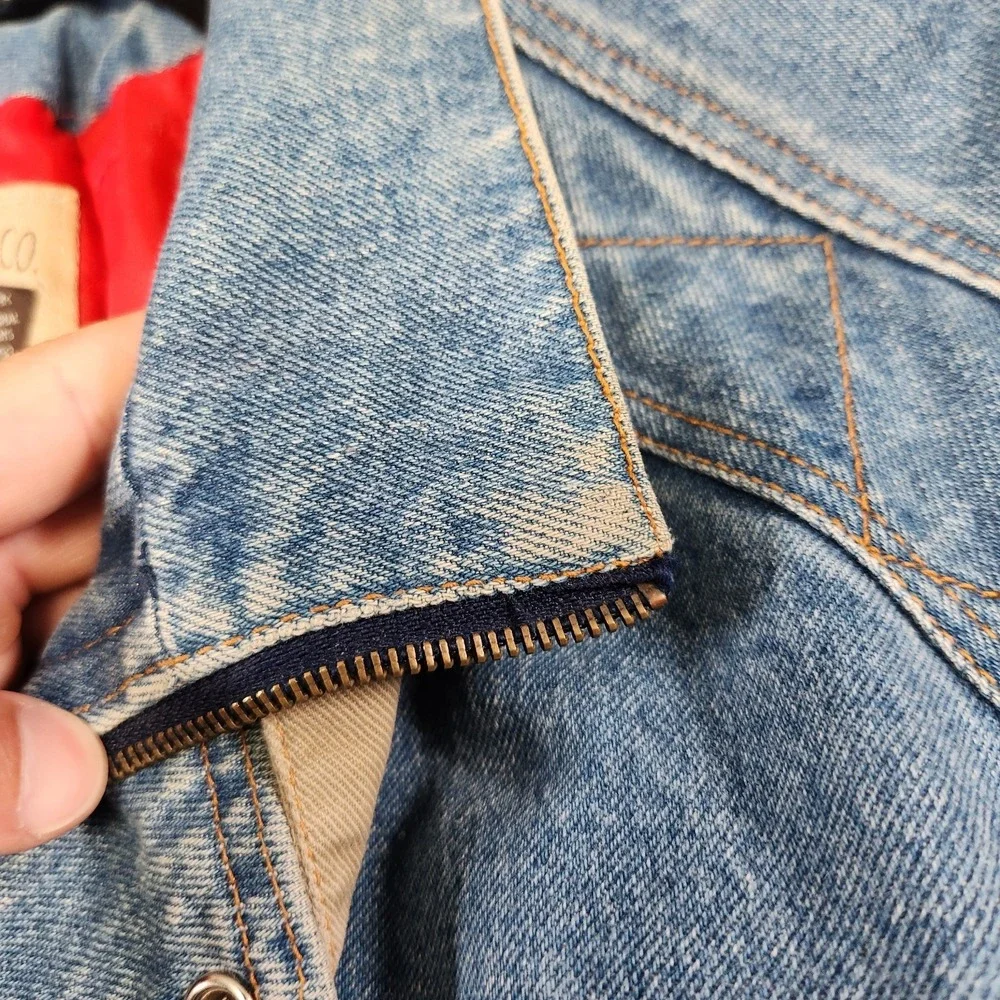 Vintage Levis Silvertab Jacket Men Medium Denim Chinstrap Bomber Insulated